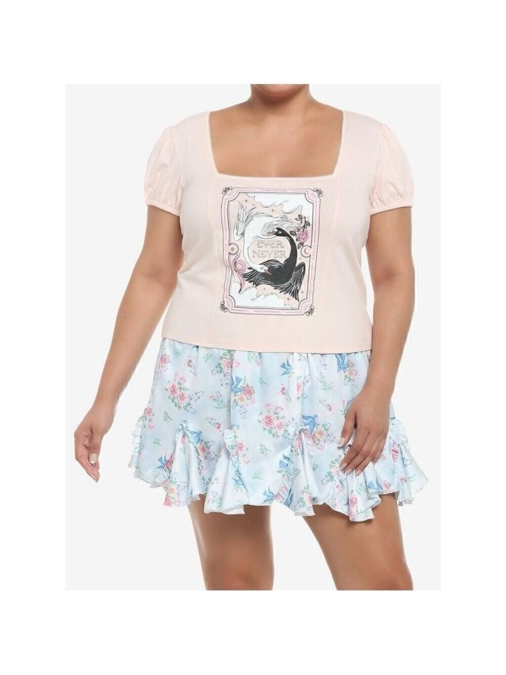 The School For Good And Evil Swan Puff Sleeve Top Plus Size 1